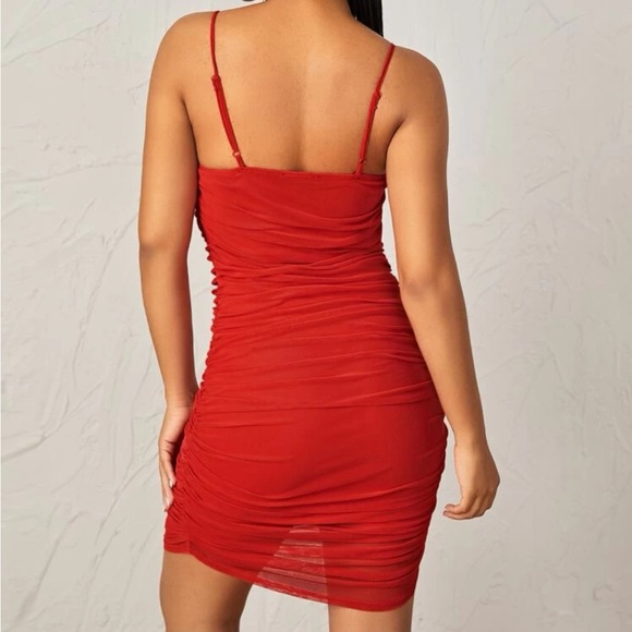 Ruched Mesh Bodycon Mini Dress - Picture 3 of 3
